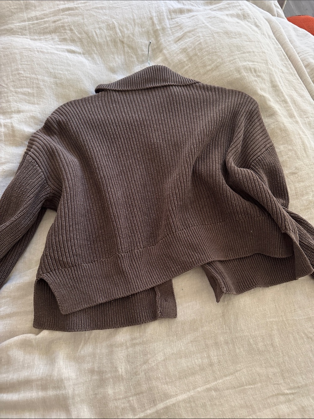Quince Brown Ribbed Button-Up Collared Sweater - Picture 5 of 7
